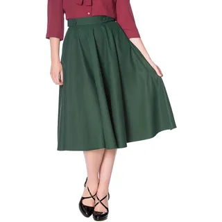 Banned Retro Tellerrock Di Di Plain Swing Skirt Vintage Grün, Größe:M - M