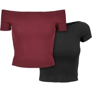 URBAN CLASSICS T-Shirt Urban Classics Damen Ladies Off Shoulder Rib Tee 2-Pack (1-tlg) XS