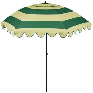 MICA Decoration Neigbarer Sonnenschirm mit Rüschen - Stockschirm 238 x Ø195 cm - Garten oder Balkon Sonnenschutz - Polyester, Stahl - Terra