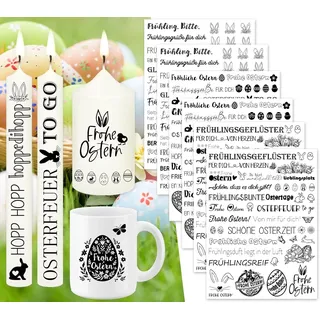 6 PCS Kerzentattoo Ostern (200+ Muster), Wassertransferdruck | Wasserschiebefoli