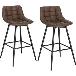 Woltu Barhocker 2er Set Kunstleder Metall 2er Set Braun