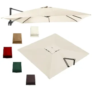 GSKFXJ Quadratisch Ampelschirm Ersatztuch 3.0x3.0m Sonnenschirm Ersatzbezug Für Terrasse Garten, 8 Rippen Sonnenschutz Ersatzabdeckung(Beige,3x3.0m/9.8x9.8ft)