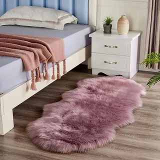 Generisch Shaggy Hochflor Teppich, rutschfest Waschbar Flauschig Teppiche Gegend Läufer Teppiche Moderne Deko Teppich für Schlafzimmer, Wohnzimmer,Lila,100 * 60cm