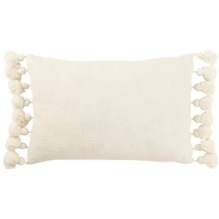 DAHEIM Kissen Quasten 59 x 38 cm Baumwolle Weiß