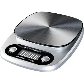 Küchenwaage, digitale Waage, 3 kg/0,1 g, elektrische Waage, kleine Edelstahl-Küchengeräte, Mini-Smart-Smart-wasserdicht mit LCD-Display, genaues