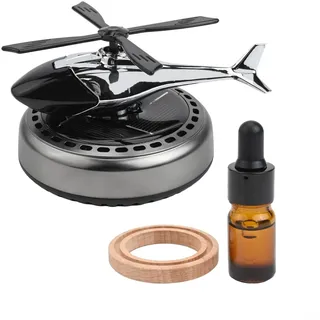 Solarbetriebener Hubschrauber-Aromatherapie-Maschine für Autos, ideale Armaturenbrett-Dekor-Lösung(Black)