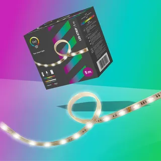 tint Smarter LED Strip Streifen, weißes & farbiges Licht RGB für indirekte Beleuchtung, Farbwechsel, 5m Länge, 24W, 6 vorprogrammierte Lichtszenen, Bluetooth+Zigbee, funktioniert mit Alexa