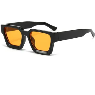 Vintage Rechteckige Sonnenbrille für Herren Damen-Retro Eckig Sonnenbrille Trendige Quadratischem Rahmen UV400 Schutz - M