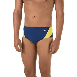 Speedo Endurance+ Launch Splice Badehose für Herren, Herren, Badeanzug, Spark Splice Brief, Marineblau/Gold, 26