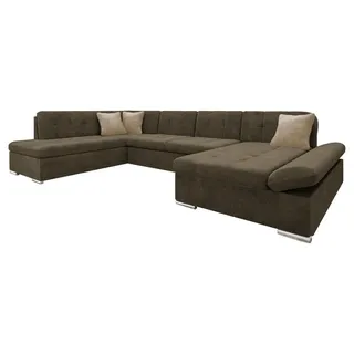 MIRJAN24 Ecksofa Bergen mit Bettkasten, Regulierbare Armlehnen, U-Form Schlafsofa vom Hersteller (Wave 09 + Wave 09 + Wave 02, Seite: Rechts) - Braun