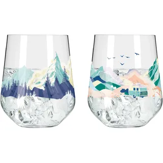 RITZENHOFF 8094002 Gin Tumbler 700 ml 2er Set - 2 Stück Gin-Gläser mit Van-Motiv, knallbunt - Made in Germany