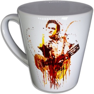 Johnny Cash - Handarbeit Designer Tasse aus brillanten Porzellan Unikat - Tasse, Becher, Kaffeetasse, Teetasse Keramik Tasse, 330ml, Geschenk für Freunde