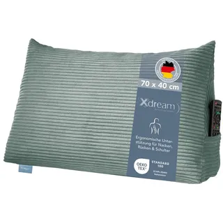 XDREAM Rückenkissen ergonomisches Keilkissen für Bett und Sofa, 1-tlg., als Kopfkissen oder Venenkissen verwendbar, mit praktischem Seitenfach blau