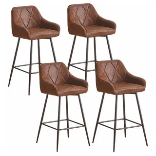 JYMTOM Barhocker Barstuhl mit Armlehne Gepolsterter Tresenhocker Bistrohocker (4 St), Outdoor Diamant Design Hocker, Braun braun