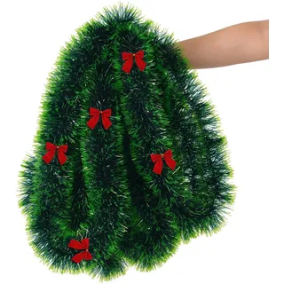 FIVMEN Weihnachtsgirlande 10M Künstliche Grün Tannengirlande mit Bogen Weiche Girlande Weihnachten Wie Echt für Weihnachtsdeko Weihnachten Deko Innen Außen, Grün