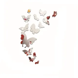 UKCOCO 14 Stück Acryl Spiegel Wandtattoo Selbstklebend Reflektierend Silber Abnehmbare Wanddeko für Wohnzimmer Schlafzimmer Badezimmer