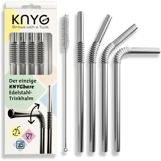 KNYG | DER EINZIGE BIEGSAME Edelstahl Strohhalm | Patentiert & Hygienezertifiziert | Metall Strohhalm wiederverwendbar, Trinkhalme, Metallstrohhalme