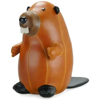 Züny, ZCBV0034, Bieber, Buchstütze, Türstopper, Briefbeschwerer, Kunstleder, Braun-Tan, (1 Kg)