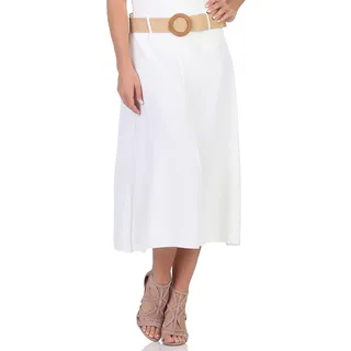 simaranda Damen Rock Langer Rock Sommerrock Strandrock Maxirock Stufenrock Lang 2602 34-38 (Weiß) - 34-38