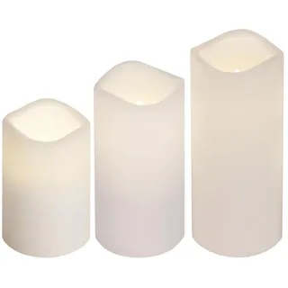 LED Kerzenset Paul flackernd Batterie Timer Fernbedienung für Außen weiß 3er Set