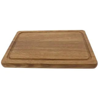 2X HOFMEISTER® Schneidebrett Eiche massiv – Holzbrett mit Unikat-Maserung, klingenschonend, Handarbeit – mit Saftrille, 30 x 20 x 2 cm