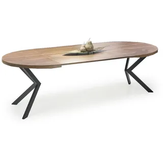 designimpex Esstisch Design rund HA-222 Nussbaum - Schwarz ausziehbar 100 - 250 cm braun|schwarz