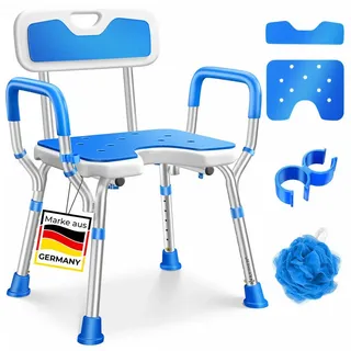 Kesser Duschhocker mit Lehne höhenverstellbar 38-54cm 150KG belastbar blau