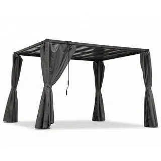 osoltus Terrassendach osoltus Lamellen-Pavillon Pergola Lamellendach 3 x 3,2 m mit Vorhang