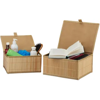 Relaxdays Aufbewahrungskorb 2er Set mit Deckel 31,60 x 0,00 x 0,00 cm Braun