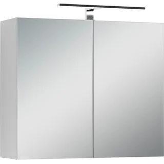Spiegelschrank BYLIVING "Spree" Schränke Gr. B/H/T: 70 cm x 60 cm x 20 cm, 2 St., weiß Bad-Spiegelschränke Breite 70 cm, 2-türig, mit LED Beleuchtung und Schalter-Steckdosenbox