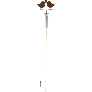 Badeko Gartenstecker Regenmesser mit Vogelpaar 130 cm Braun