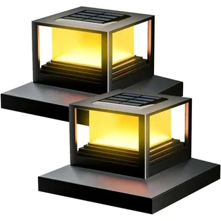 Set Mit 2 Solar-pfostenkappen Für Den Außenbereich, 8 X 8, 9 X 9, 10 X 10, 11 X 11, 12 X 12, 14 X 14, 15 X 15 Cm, 2 Beleuchtungsmodi, Ip65 Wasserdicht, Zum Schutz Von Holzpfosten Für Terrasse, Zaun Un