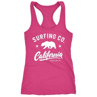Neverless Tanktop Damen Tank-Top California Republic Bear Bär Sommer Surfing Racerback Neverless® rosa XXL