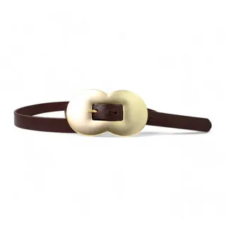 FRONHOFER Taillengürtel Damen Vollleder schmal (1-St) 2 cm, Schmuckschnalle, gold braun Körperumfang 90 cm / Gesamtlänge 105 cm