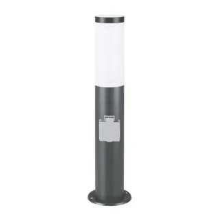 Monzana Wegeleuchte Dahlia, grau, mit 230 V Netzstrom, Pollerleuchte, E27-Fassung, IP44, mit Steckdose, Höhe 50 cm