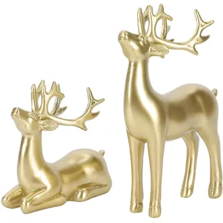 Operitacx 2 StüCk Hirsch Deko Weihnachten Gold, Rentier Figur Weihnachtsdekor FüR Eingangstisch, Wohnzimmer, Schlafzimmer, BüRo – Weihnachtsdekorationen