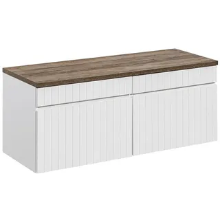 Lomadox Waschbeckenschrank IRAKLIO-56 weiß matt mit Vintage Eiche Nb. 120,4/48,5/46 cm weiß