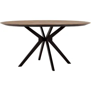 Esstisch Metropole Rund, Teakholz massiv, modern, natur, 160 cm, für 5–6 Personen