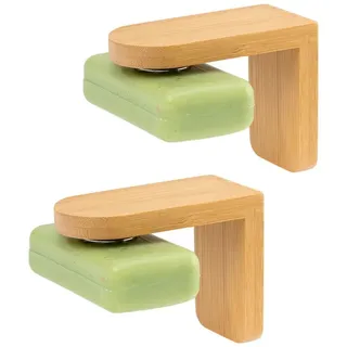 bremermann Seifenhalter Magnet-Seifenhalter Bambus - frei hängende Seife durch Magnet, Breite: 4,5 cm, 2-St. braun