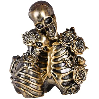 XYQXYQ Totenkopf-Dekoration, Halloween-Dekoration: Skelett-Paar-Figuren, Harz, Gothic-Statuen, Vintage, Heimdekoration für Regal, Tisch, Kaminsims, Sammlerstück, Hochzeitsgeschenk (B-Small)