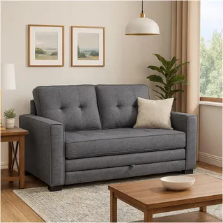 Hti-Living Schlafcouch Polyester 2-Sitzer Dunkelgrau