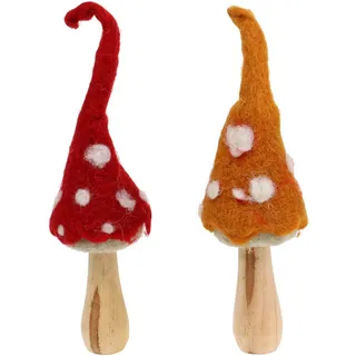 Pilze zum Stellen Herbstdeko Set 2 Stk - Filz Deko-Pilze Fliegenpilz Dekoration