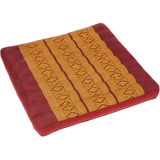 Handelsturm Thai Sitzkissen 50x50, Auflage mit hochwertiger Füllung aus Kapok, Thaikissen Sitz Burgunder orientrot, quadratisches Bodenkissen
