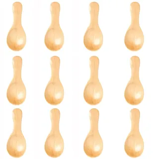 Kleine Holzlöffel,Mini Holz Teelöffel Kaffeelöffel Eis Salzlöffel Honig Kaffee Tee Zucker Salz Marmelade Senf Gewürze Holzlöffel für Küche Gewürzöl Eiscreme Milchpulver,12 Stück Helles Holz 8x3.6cm