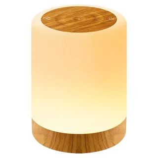 Auxmir Nachttischlampe Touch Dimmbar Nachtlicht Timer, Braun | 5 Modi, 256 Farben, Tischlampe Kabellos USB Tragbar Stilllicht Baby, LED Lampe für Deko Schlafzimmer, Camping