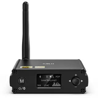 1Mii DS220 Bluetooth 5.3 HiFi Receiver mit OLED-Display & EQ-Modus | LDAC & aptX HD/Low Latency, Audio Adapter mit DAC für Stereoanlage, Optischer, RCA & USB-Anschluss