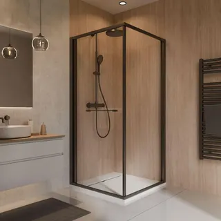 Schulte Sunny Duschtür mit Schiebetür 80 x 190 cm schwarz Sicherheitsglas