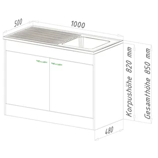 Respekta Unterschrank Komplettspüle 100 x 50 cm Weiß