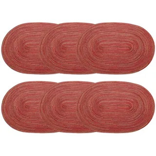 sourcing map Ovale geflochtene Platzsets, 50,8 cm, rutschfest, oval, für Esstische, waschbar, Wärmedämmung, gewebte Platzsets, für drinnen und draußen, für Familie, Urlaub, Abendessen, Rot, 6 Stück