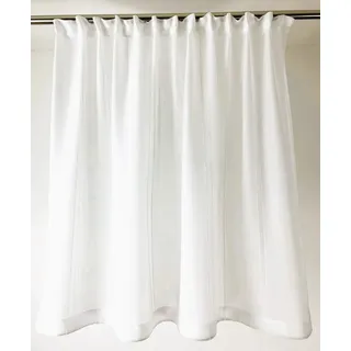 novumfix Gardine für Wohnwagen Batist, weiß mit Streifen Kräuselband 100x70cm (BxH), halbtransparent